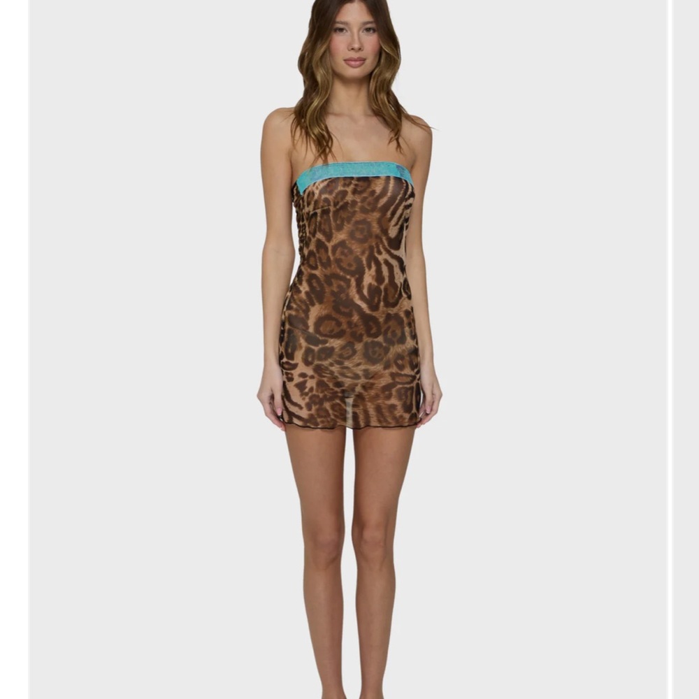 Leopard Print Strapless Mini Dress Bella Venice Chyler